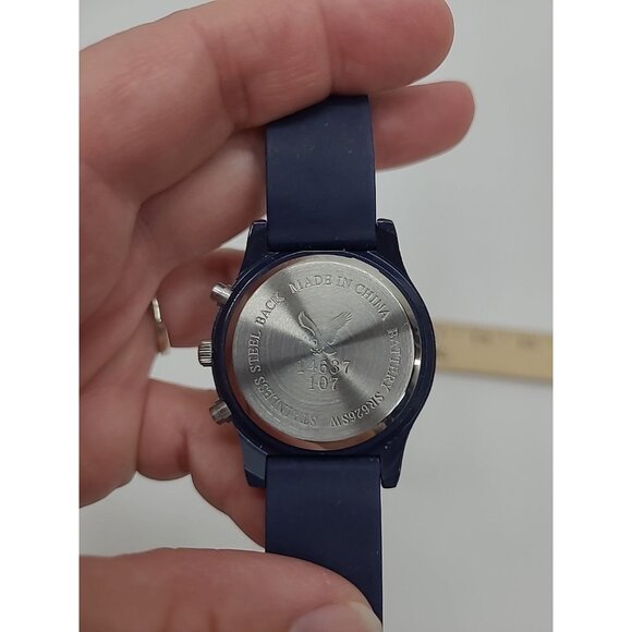 American Eagle Men's Watch Large Face Navy Blue Silicone Band Working - Picture 5 of 5